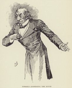 下院で演説するディズレーリ 作： Harry Furniss