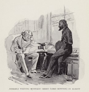 アルバニーのモンタギューコリー（ロードロウトン）を訪れたDisraeli 作： Harry Furniss
