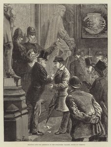 下院の見知らぬ人のギャラリーへの入場のための抽選 作： Harry Furniss