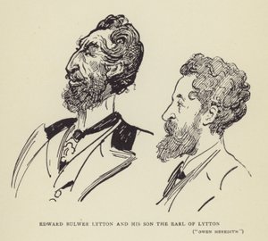 エドワード・ブルワー・リットンとその息子、リウトン伯爵、オーエン・メレディス 作： Harry Furniss
