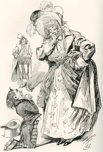 ツプショフキ少佐。 1910年に出版されたThe Testimonial Editionより、チャールズ・ディケンズのクリスマス・ストーリー『Going Into Society』のハリー・ファーニスによる挿絵。 作： Harry Furniss