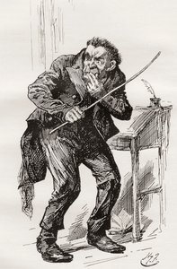 Herra Squeers. Harry Furnissin kuvitus Charles Dickensin romaanille Nicholas Nickleby, The Testimonial Edition, julkaistu 1910. 作： Harry Furniss