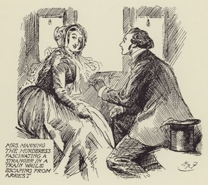 逮捕からの脱出中に電車で見知らぬ人を魅了する殺人者のマニング夫人 作： Harry Furniss