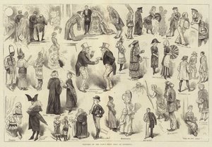 リバプールでの仮装舞踏会のスケッチ 作： Harry Furniss