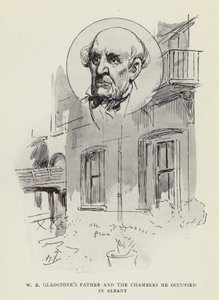 WEグラッドストーンズの父親と彼がアルバニーで占領した部屋 作： Harry Furniss
