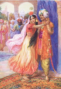 "あなたの流浪を共有させてください"。1930年代、「Childrens Stories from Indian Legends」の挿絵（カラーリトグラフ）。