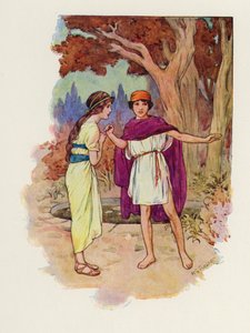 彼女は「ええ、きっと戻ってきます」と答えるだろう（カラーリトグラフ）。