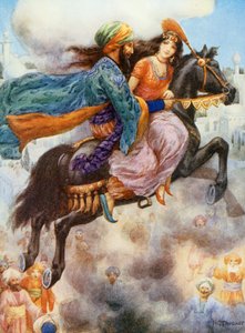 ローズ・イートマン・ウルフ作「アラビアンナイト童話集」より "The Princess Returns to Persia "の挿絵、1920年頃（カラーリトグラフ）