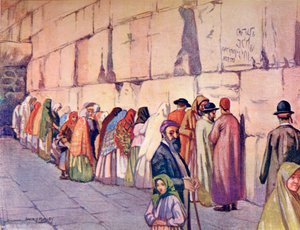 嘆きの壁、エルサレム、パレスチナ、1910年頃、リチャード・ペンレイク著『A Book of Modern Palestine』より。 作： Harry Morley