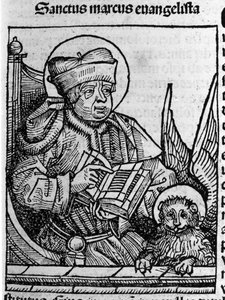 福音書記者サン・マルコの表現。ハルトマン・シェデル1493年の「Liber chronicarum」（ニュルンベルク年代記）からの図版 作： Hartmann Schedel