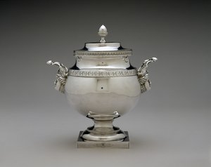 シュガーボウル、c。 1810-1835（シルバー） 作： Harvey Lewis