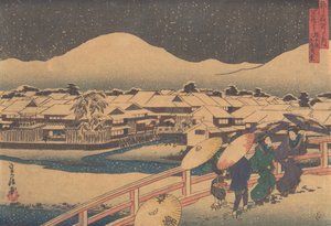 大和茶屋の夜景・・・19世紀半ば。 作： Hasegawa Sadanobu