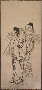 カップル、1500年代後半。 作： Hasegawa Soen