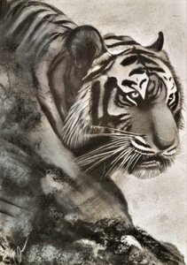 狩りをするトラ 作： HaskellArt