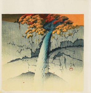 木版画 - 「華厳の滝、日光」、1988 作： Hasui Kawase