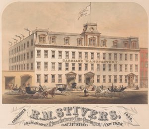 R. M. Stivers、Manufacturers of Fine Carriages、146-152 East 31st Street、ニューヨーク、1872-73。 作： Hatch and Co.