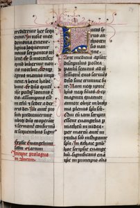 福音伝道者の肖像画が書かれた福音書：装飾されたイニシャル、c。 1480。