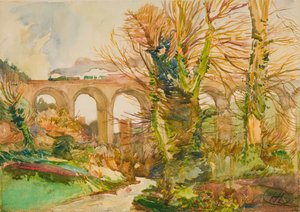 鉄道橋、セント オーステル、イングランド、1905 年。 作： Hayley Lever