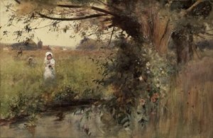 渓流での花集め 作： Hector Caffieri