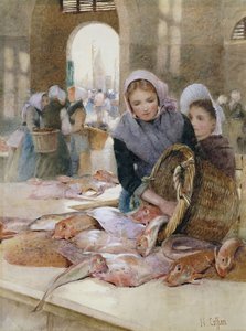 ブローニュの魚市場の女性たち 作： Hector Caffieri