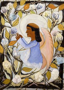 祈りの天使聖フランシス; Ange St. Francis en Priere、1947～48年頃（メゾナイトに油彩） 作： Hector Hyppolite