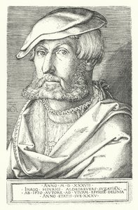 ドイツの画家・彫刻家、ハインリッヒ・アルデグレーバーの自画像（エングレービング 作： Heinrich (after) Aldegrever