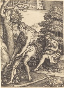仕事中のアダムとイブ 作： Heinrich Aldegrever