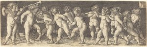 踊る子供たち、1535年。 作： Heinrich Aldegrever