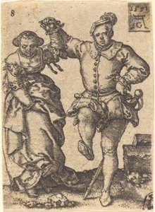 踊るカップル、1551年。 作： Heinrich Aldegrever
