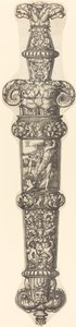カインとアベルの短剣鞘のデザイン、1539 年。 作： Heinrich Aldegrever