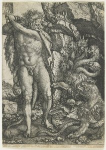 ヘラクレスがラーネアンハイドラを破壊する1550 作： Heinrich Aldegrever