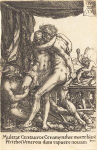 ヒッポダミアのレイプからケンタウロスを防ぐヘラクレス 作： Heinrich Aldegrever