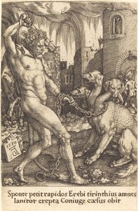 ヘラクレスとケルベロス、1550年。 作： Heinrich Aldegrever