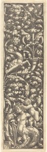 スフィンクスの背中に子供がいる飾り、1535年。 作： Heinrich Aldegrever