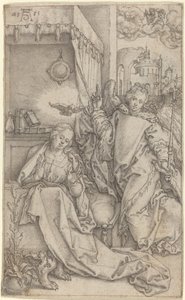 受胎告知、1552 年。 作： Heinrich Aldegrever