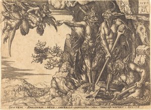 悪魔にさらわれた金持ち。 作： Heinrich Aldegrever