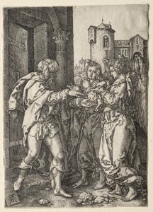 ロトの物語: ロトは天使たちを歓迎します 作： Heinrich Aldegrever