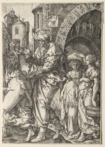 ロトの物語：ソドムから逃れるロトとその家族 作： Heinrich Aldegrever
