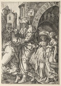 ロットの物語：ロットと彼の家族の逃亡ソドム、1555年。 作： Heinrich Aldegrever