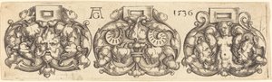 並んだガードルの 3 つのバックル、1536 年。 作： Heinrich Aldegrever