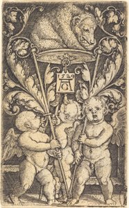 3 つのキューピッドと 1 つのクマ、1529 年。 作： Heinrich Aldegrever