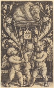 3 つのキューピッドと 1 つのクマ、1529 年。 作： Heinrich Aldegrever