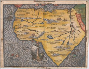 1592年、ハインリヒ・ビュンティングによるチェコのアフリカ地図 作： ハインリッヒ・ブンティング