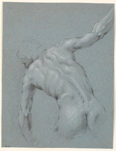 後ろから見た、寄りかかっている男性モデル 作： Heinrich Dittmers