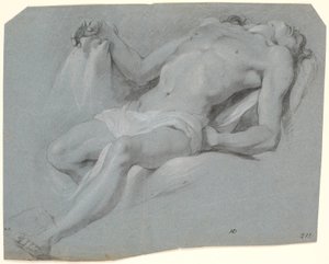 横になっている男性モデル。 ピエタの勉強？ 作： Heinrich Dittmers