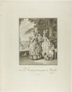 マルリーのランデブー』（『6世紀末の衣装と道徳の記念碑』より 作： Heinrich Guttenberg