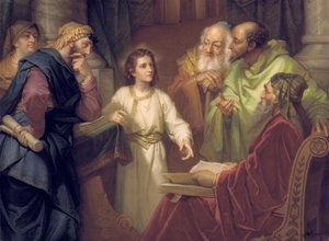 19世紀後半〜20世紀初頭の神殿のキリストを描いたプラーク 作： Heinrich Karl Hofmann