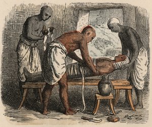 古代エジプト：ミイラのラッピング、1866 作： Heinrich Leutemann