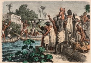 古代エジプト：水上演、1866 作： Heinrich Leutemann