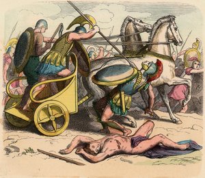 古代ギリシャ : ギリシャの軍隊、王たちの時代のギリシャ、戦争用戦車 作： Heinrich Leutemann